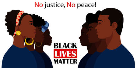 Black lives matter poster with protesting young multinational people. Protest Banner about Human...