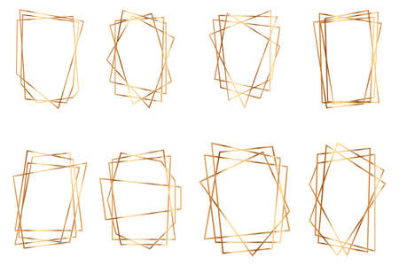 Gold Geometric Wedding Invitation, Set of Luxury Frames. You can put leaf or flower on top or bottom for make elements in romantic theme.のイラスト素材