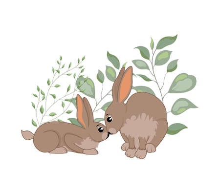 Cute woodland forest animals rabbit. Great for baby shower and kids designのイラスト素材