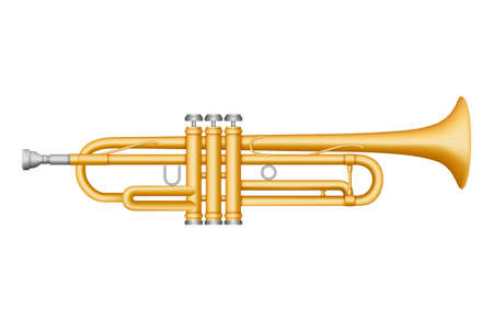 Vector Gold Trumpet. Musical instrument. 3D effect vectorのイラスト素材
