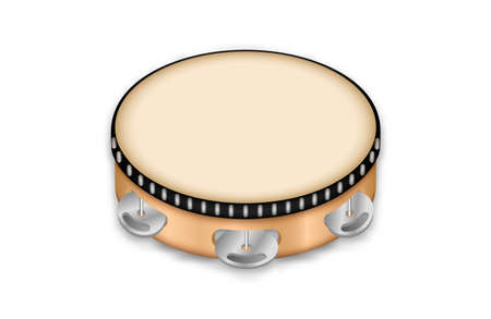 Realistic 3d Detailed Musical Instrument Tambourine. Vector illustration isolate on a white background. easy to useのイラスト素材