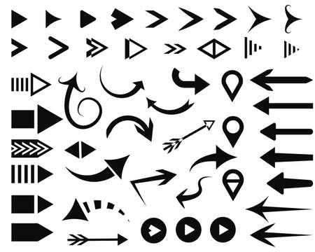 Set arrow icon. Collection different arrows sign. Arrow flat style isolated on white background - stock vector.のイラスト素材