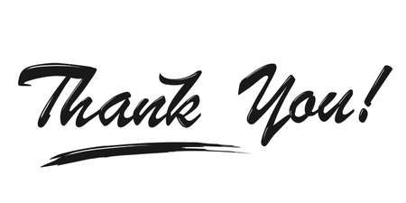 Thank You Hand Lettering. Typography Design Inspiration. Thank you card. Beautiful greeting card scratched calligraphy black text word gold stars.のイラスト素材
