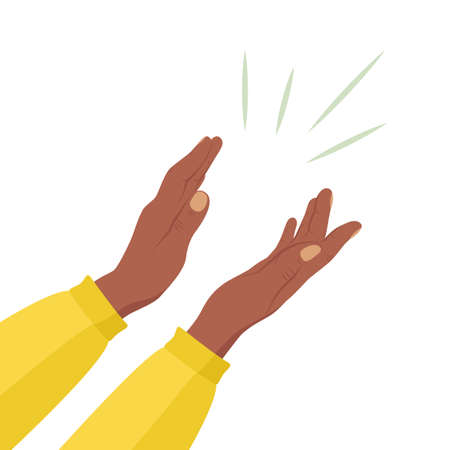 Human hands clapping and applauding concept. Colorful clapping hands isolated on white background.のイラスト素材