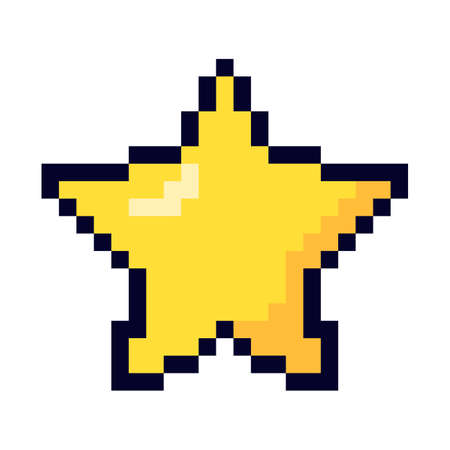 Pixel game element. Game pixel art magic items, digital pixelated lives bar and menu button.のイラスト素材