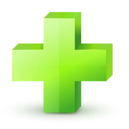 Green cross. Cross symbol of safety guidance. Green plus sign. Vector illustration EPS10のイラスト素材