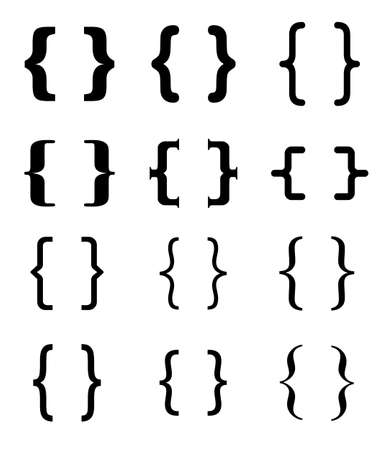 Different brackets set. Text brackets. Curly braces, square and corner parentheses. Openwork vector.のイラスト素材