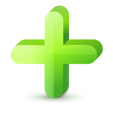Green cross. Cross symbol of safety guidance. Green plus sign. Vector illustration EPS10のイラスト素材