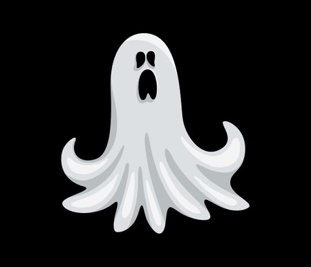 Cute ghost icon isolated on dark background. Halloween symbol. Spooky logo. Vector illustration EPS10のイラスト素材