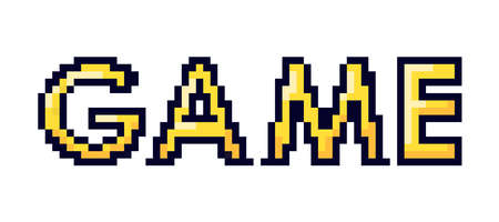 Pixel game element. Game pixel art magic items, digital pixelated.のイラスト素材