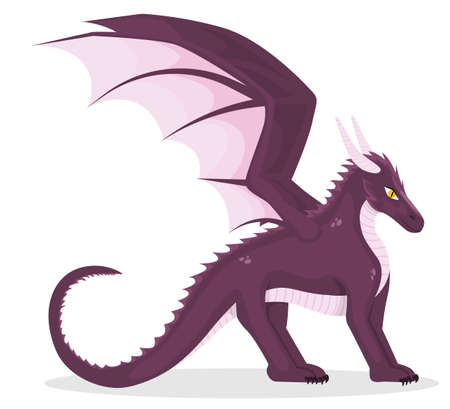 Cartoon dragon. Fantasy dragon, funny fairytale reptile and medieval legends fire breathing serpent cartoon isolated vector.のイラスト素材
