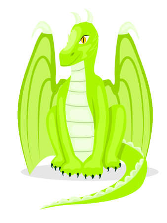 Cartoon dragon. Fantasy dragon, funny fairytale reptile and medieval legends fire breathing serpent cartoon isolated vector.のイラスト素材