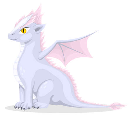 Cartoon dragon. Fantasy dragon, funny fairytale reptile and medieval legends fire breathing serpent cartoon isolated vector.のイラスト素材