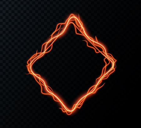 Lightning vector frame. Curve light effect of line. Luminous geometric figure. Electric border.のイラスト素材