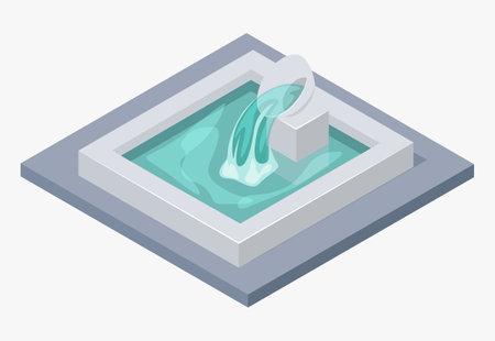 Isometric fountain with outdoor park cascade isolated vector illustration EPS10.のイラスト素材