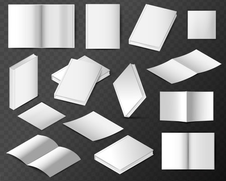 Set of Empty book mockup. Realistic blank book in hardcover in different angles. Applicable for design presentation. Mock Up Template Ready For Your Design. Vector EPS10のイラスト素材