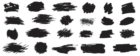 Vector black paint, ink brush stroke, brush, line or texture. Dirty artistic design elements, boxes, frames for text.のイラスト素材