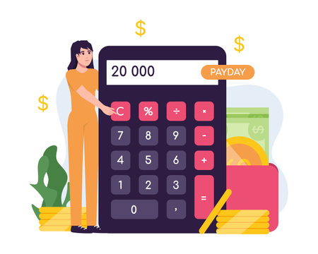 Payday loan time calendar concept. Monthly payment vector illustration.のイラスト素材