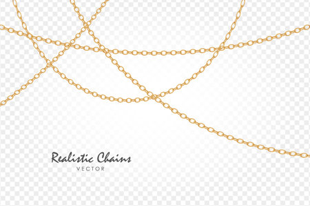 Gold chain isolated on transparent background. Chain backround. Luxury brilliant jewelry pendant or coulomb. Luxury stripe vector designのイラスト素材