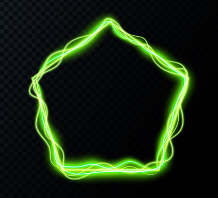 Lightning vector frame. Curve light effect of line. Luminous geometric figure. Electric border.のイラスト素材
