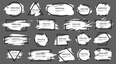 Vector black paint, ink brush stroke, brush, line or texture. Dirty artistic design elements, boxes, frames for text.のイラスト素材