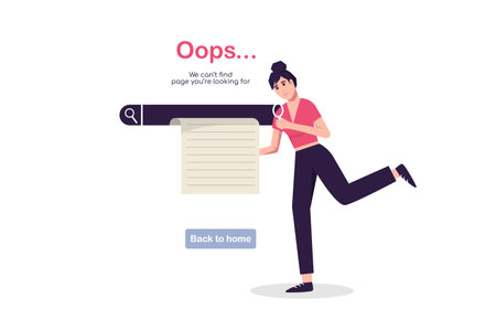 404 error page with man vector. Concept of error 404, page not found, online service notification.のイラスト素材