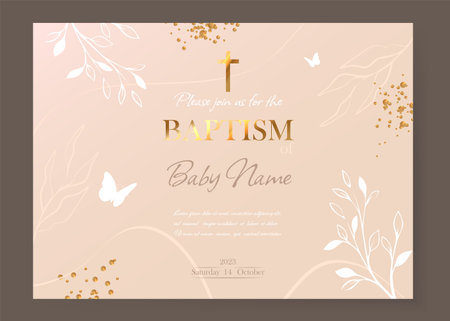 Baptism Invitation Card Design. Invitation Template with Cross. Vector illustration EPS10のイラスト素材
