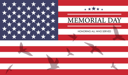 Memorial Day - Remember and Honor Poster. National american holiday. American flag.のイラスト素材