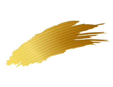 Gold paint brush stroke. Abstract gold glittering textured art illustration. Gold paint smear with glittering texture.のイラスト素材