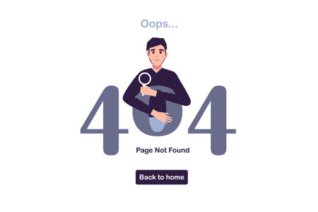 404 error page with man vector. Concept of error 404, page not found, online service notification.のイラスト素材