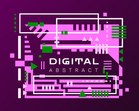 Futuristic geometric banner. Modern technology banner in cyberpunk style. Futuristic hi-tech badgeのイラスト素材