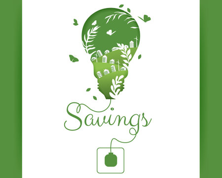 Green city. Nature and Renewable Energy. Green Energy and Natural Resource Conservation.のイラスト素材