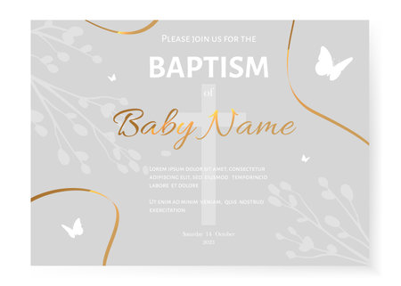 Baptism Invitation Card Design. Invitation Template with Cross. Vector illustration EPS10のイラスト素材
