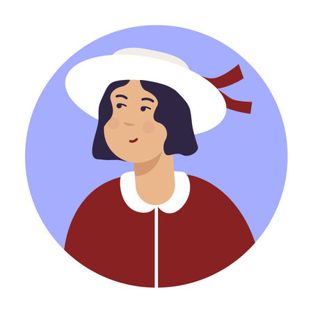 Modern circle avatar. Character face, head portrait. Cool creative user profiles. Flat graphic...