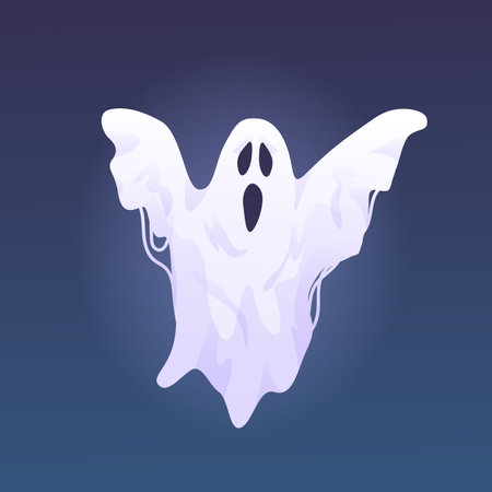 Spooky Ghost of halloween, isolated of personages in costumes. Halloween scary ghostly monsterのイラスト素材