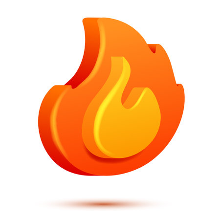 Fire flame 3d vector. Cartoon 3d isolated vector illustrationのイラスト素材