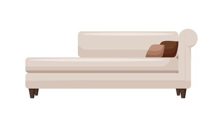 Sofa Furniture. Interior item for a cozy isolated interior. Designer trendy furniture. Vector illustration of living room furniture in mid century modern style.のイラスト素材