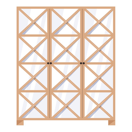Cupboard Furniture. Interior item for a cozy isolated interior. Designer trendy furniture. Vector illustration of living room furniture in mid century modern style.のイラスト素材