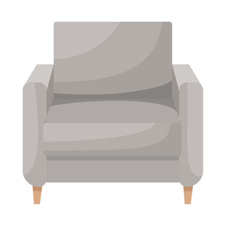 Armchair Furniture. Interior item for a cozy isolated interior. Designer trendy furniture. Vector illustration of living room furniture in mid century modern style.のイラスト素材