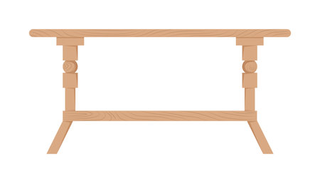 Table Furniture. Interior item for a cozy isolated interior. Designer trendy furniture. Vector illustration of living room furniture in mid century modern style.のイラスト素材