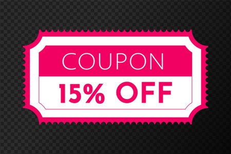 Coupon 15 percent off.Promotion sale. Coupon fashion ticket card. Coupon discount. Vector illustration EPS10のイラスト素材