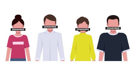 Censored sign covering mouth. People with censorship sign covering their mouths