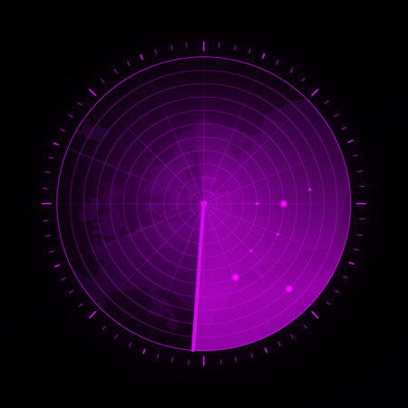 Purple radar screen. Military search system. Futuristic HUD radar display. HUD radar display.のイラスト素材