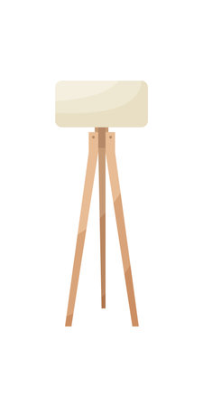 Floor lamp Furniture. Interior item for a cozy isolated interior. Designer trendy furniture. Vector illustration of living room furniture in mid century modern style.のイラスト素材