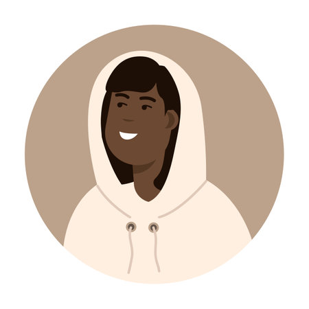 Modern circle avatar. Character face, head portrait. Cool creative user profiles. Flat graphic vector illustration EPS10のイラスト素材