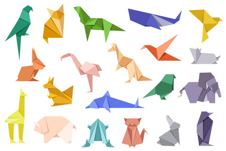 Animal origami vector. Origami japanese animal set. Modern hobby. Vector illustration EPS10のイラスト素材