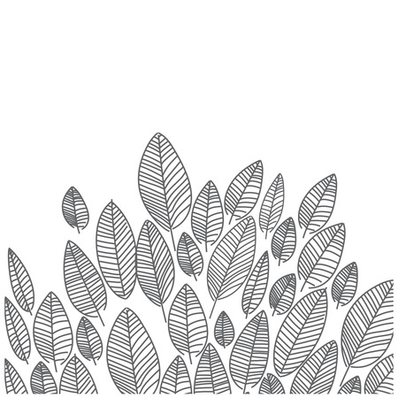 Set of minimal leaves in seamless white background design for branding, advertising with abstract shapesのイラスト素材
