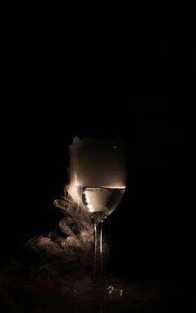 Wine glass with dry iceの写真素材