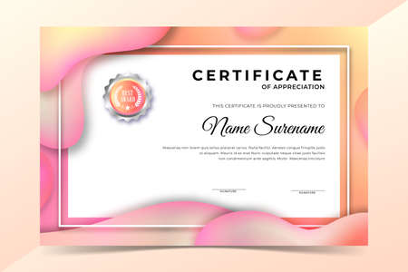 Shiny Gradient liquid blobs certificate templateのイラスト素材