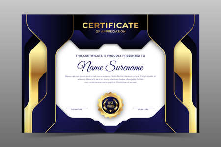 Dynamic Blue employee of the month certificate templateのイラスト素材